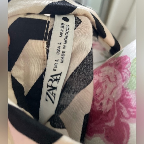 Zara Black White Print A-Line Long Sleeve Shirt Casual Maxi Dress Size Large - Picture 6 of 13